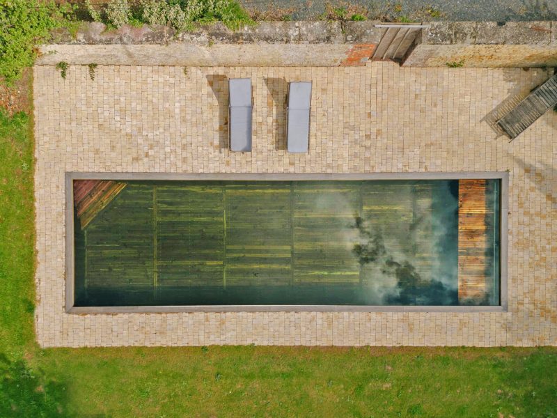 Piscine en bois vue de dessus - Biopooltech